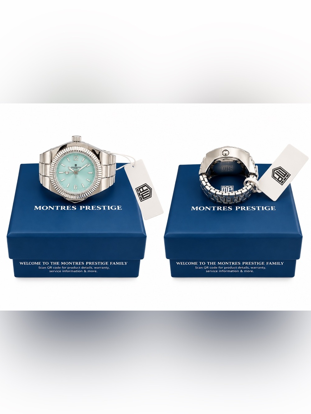 Montres Prestige Mini Ring Watch Silver & Blue